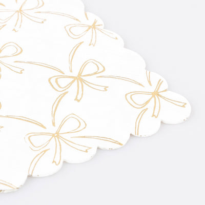 Gold Bow Small Napkins (x 16)