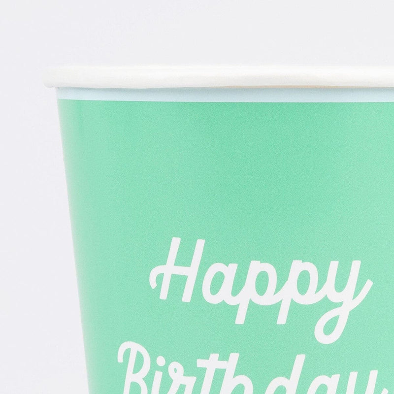 Mixed Happy Birthday Cups (x 8)