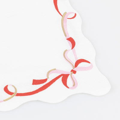 Ribbon Bow Small Napkins (x 16)