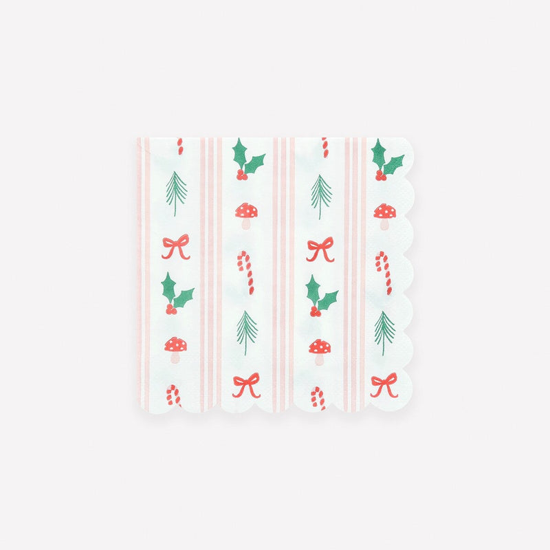 Festive Icon Stripes Small Napkins (x 16)