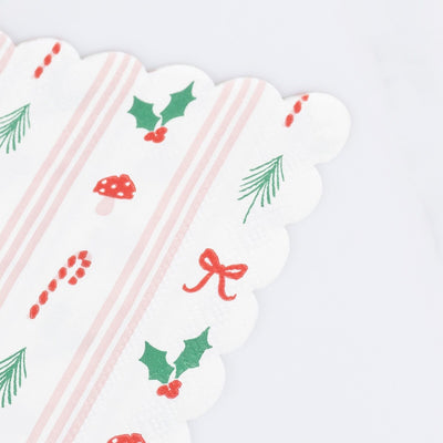 Festive Icon Stripes Small Napkins (x 16)