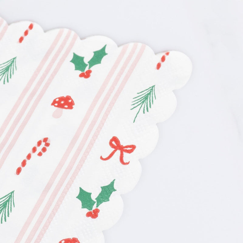 Festive Icon Stripes Small Napkins (x 16)