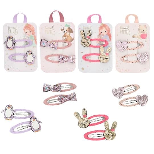 Princess Mimi Haarspangen Glitzer Motiv und Textil