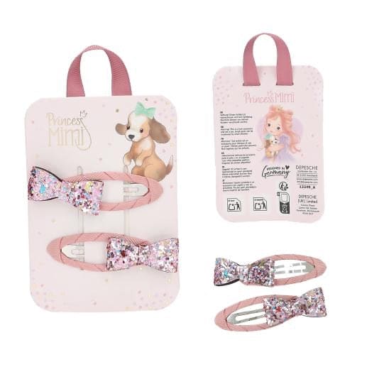 Princess Mimi Haarspangen Glitzer Motiv und Textil
