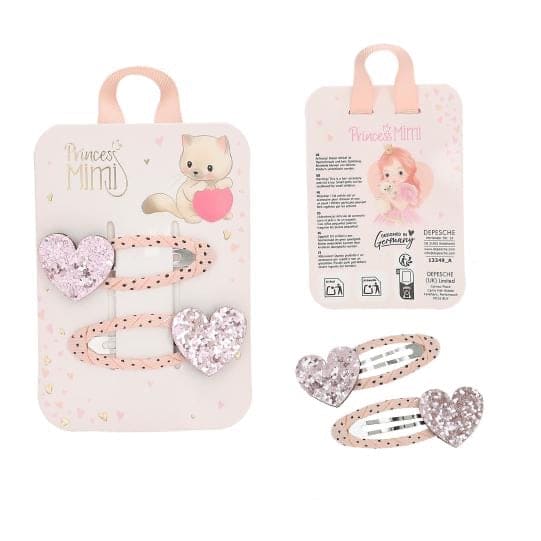 Princess Mimi Haarspangen Glitzer Motiv und Textil