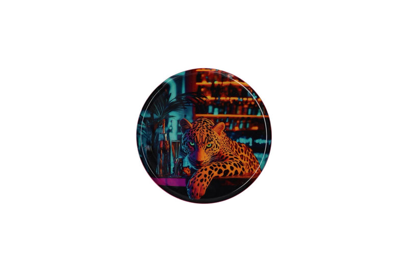 LOVE TRAYS, DEKOTABLETT, S, MOTIV: LEOPARD, RUND, MULTICOLOR