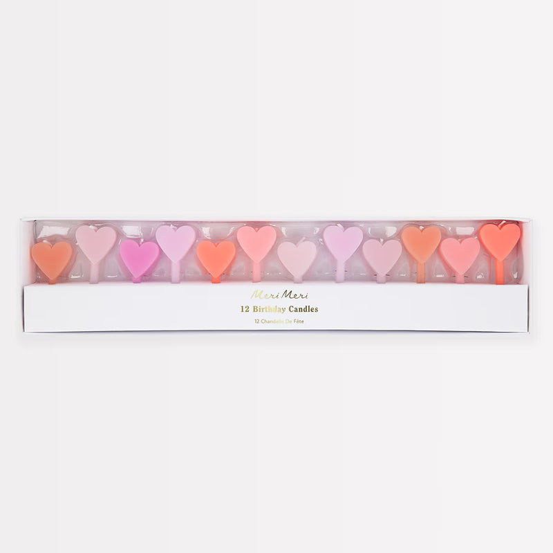 Pink Heart Candles (x 12)