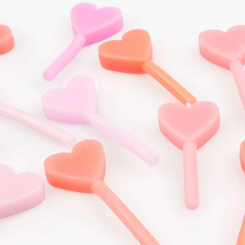 Pink Heart Candles (x 12)