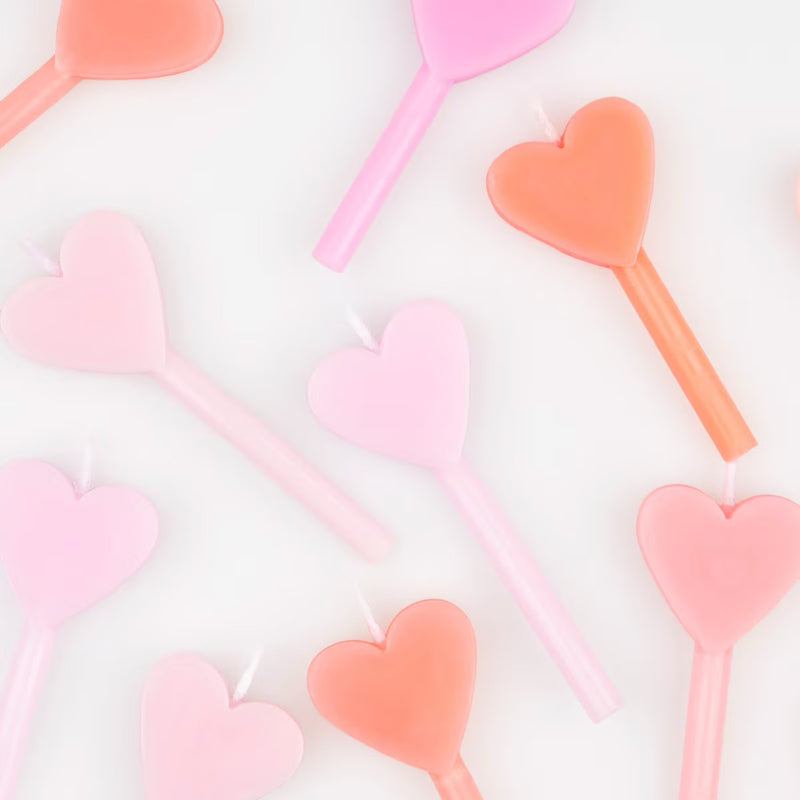 Pink Heart Candles (x 12)
