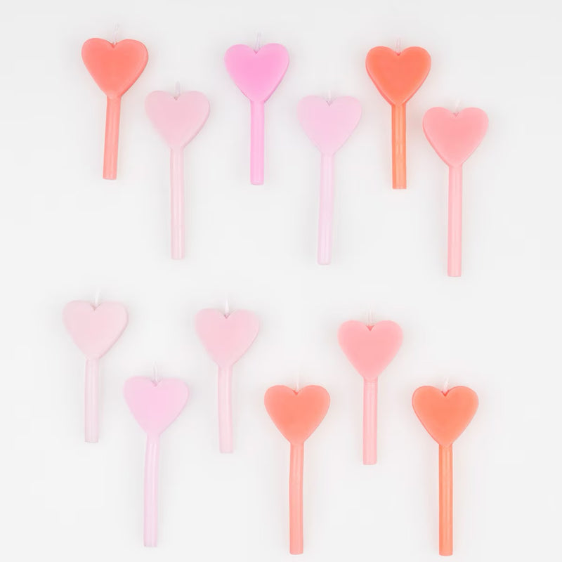 Pink Heart Candles (x 12)