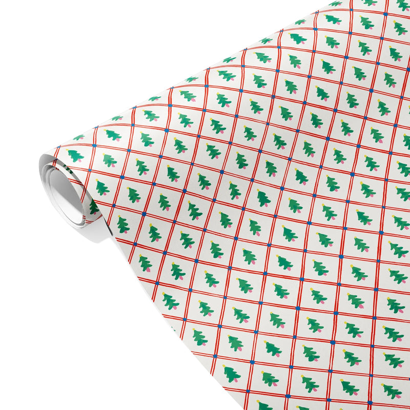 Geschenkpapier - Crème - Diamond Christmas Tree Print