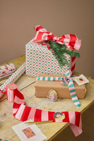 Geschenkpapier - Crème - Diamond Christmas Tree Print