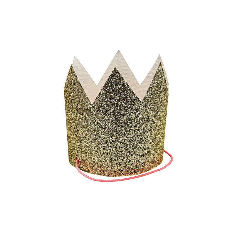 Mini Gold Glitter Crowns (x 8)