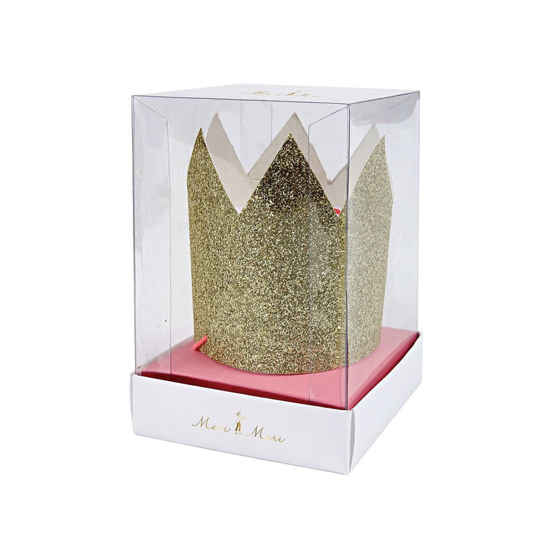 Mini Gold Glitter Crowns (x 8)