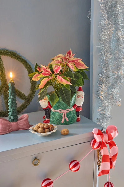 Weihnachtsmann Keramik Blumentopf - Grün