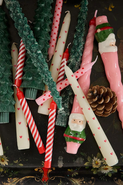 Kleine Paraffinwachs Kerzen - Rot - Candy Stripes Print