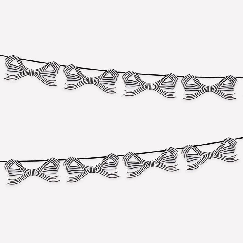 Black & White Stripy Bow Garland