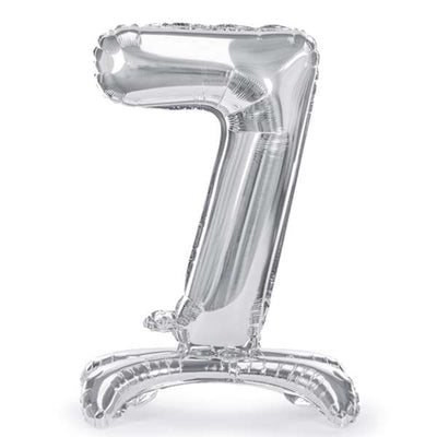 Ballon mit Standfuß XL - Zahl 7 - Silber