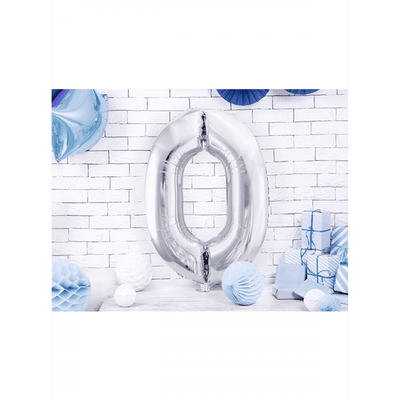 Zahlenballon 0 XXL  - Silber | Boutique Ballooons
