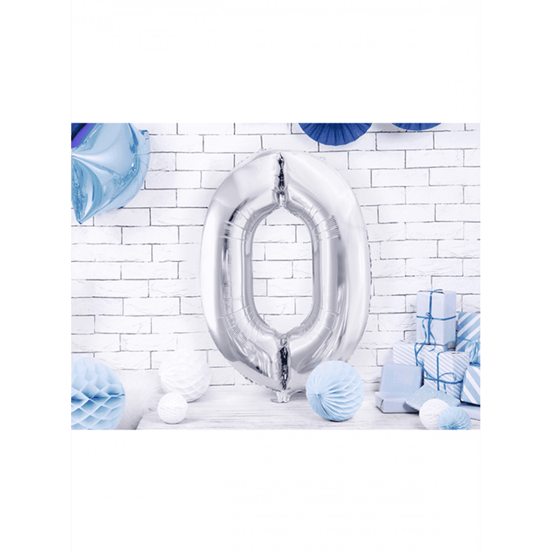 Zahlenballon 0 XXL  - Silber | Boutique Ballooons
