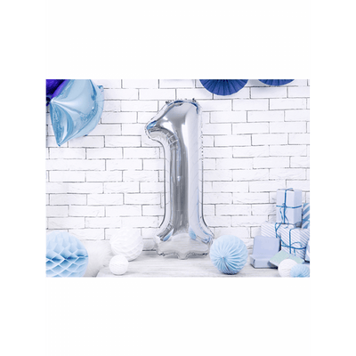 Zahlenballon 1 XXL  - Silber | Boutique Ballooons