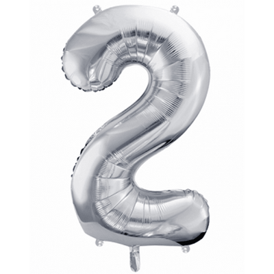 Zahlenballon 2 XXL  - Silber | Boutique Ballooons