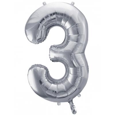 Zahlenballon 3 XXL  - Silber | Boutique Ballooons
