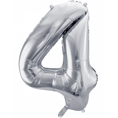 Zahlenballon 4 XXL  - Silber | Boutique Ballooons