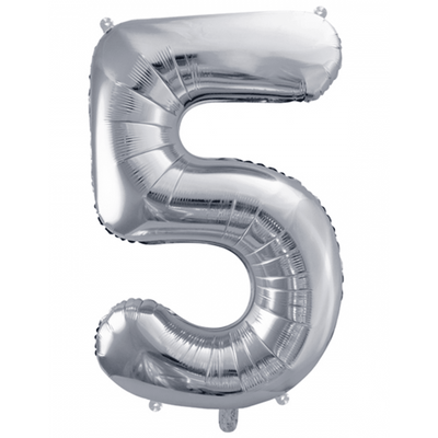Zahlenballon 5 XXL  - Silber | Boutique Ballooons