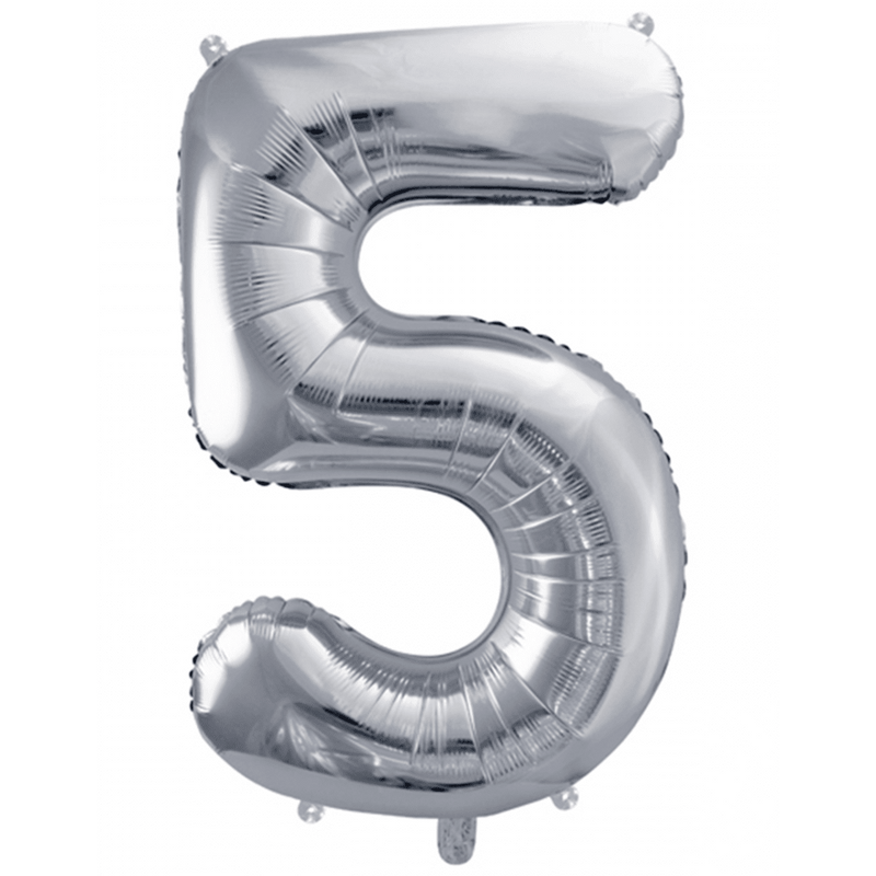 Zahlenballon 5 XXL  - Silber