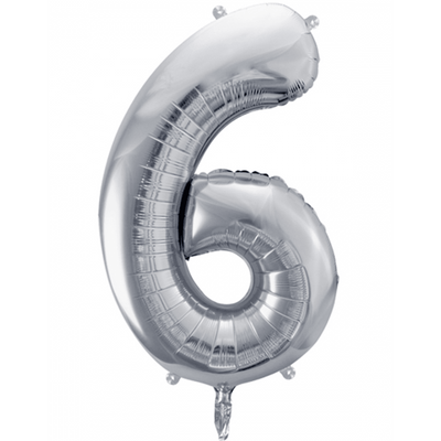 Zahlenballon 6 XXL  - Silber | Boutique Ballooons