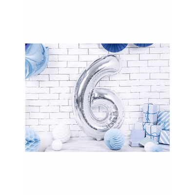 Zahlenballon 6 XXL  - Silber | Boutique Ballooons