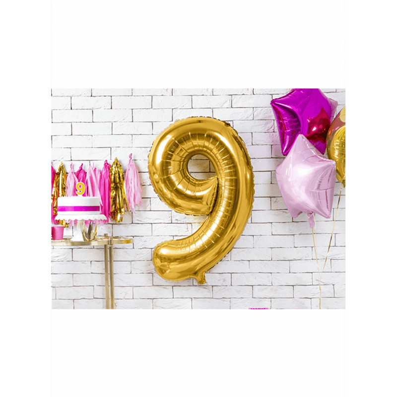 Zahlenballon 9 XXL  - Gold | Boutique Ballooons
