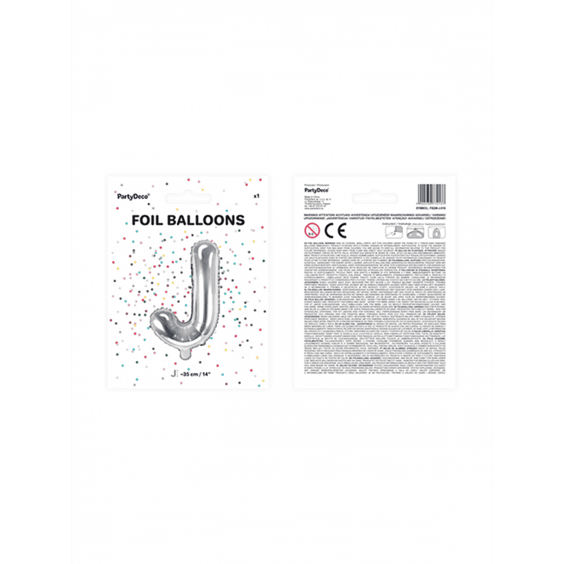 Buchstabenballon J XS - Silber | Boutique Ballooons