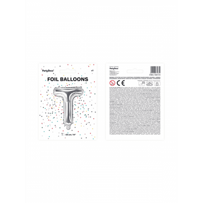 Buchstabenballon T XS - Silber | Boutique Ballooons