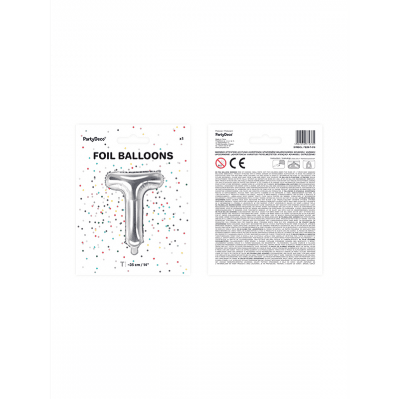 Buchstabenballon T XS - Silber | Boutique Ballooons