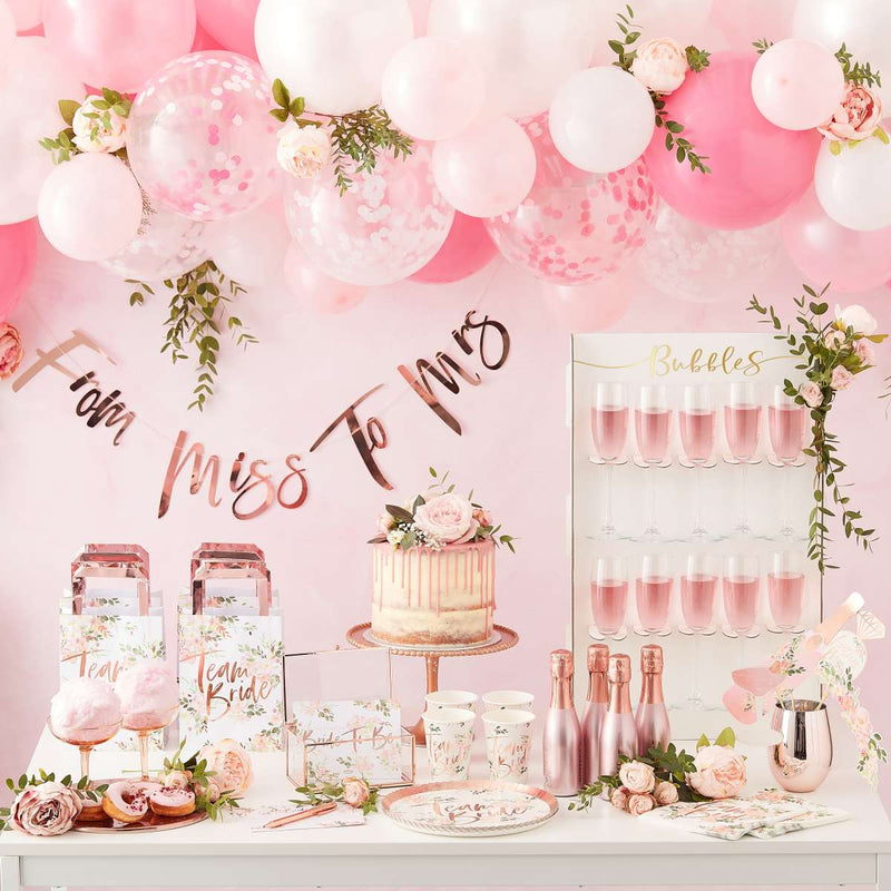 Miss To Mrs Rose Gold Hen Party Bunting