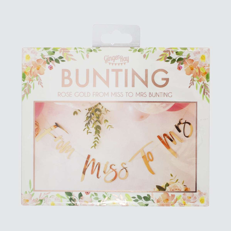 Miss To Mrs Rose Gold Hen Party Bunting