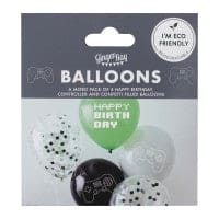 Black, Green and Grey Controller Confetti Balloon Bundle | Boutique Ballooons
