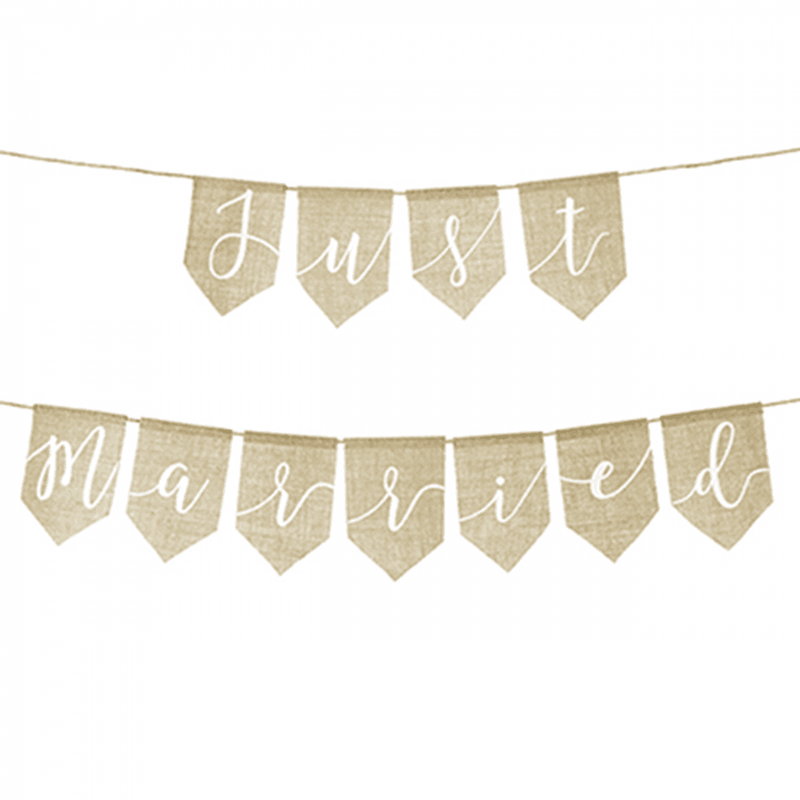 Bannergirlande aus Leinen - Just Married