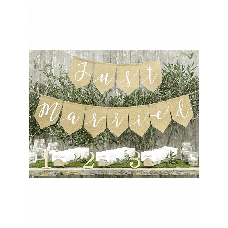 Bannergirlande aus Leinen - Just Married