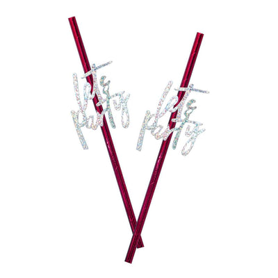 Hot Pink Foiled Lets Party Paper Straws - Good Vibes | Boutique Ballooons
