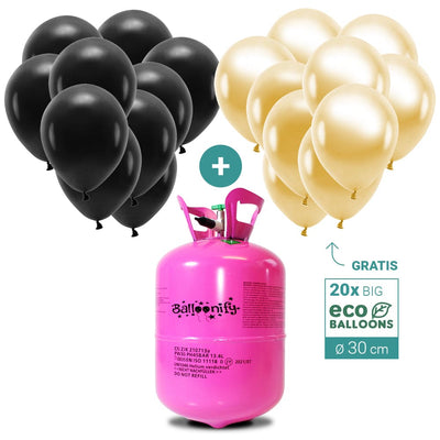 Ballonhelium inklusive 20 Ballons - Schwarz und Gold | Boutique Ballooons
