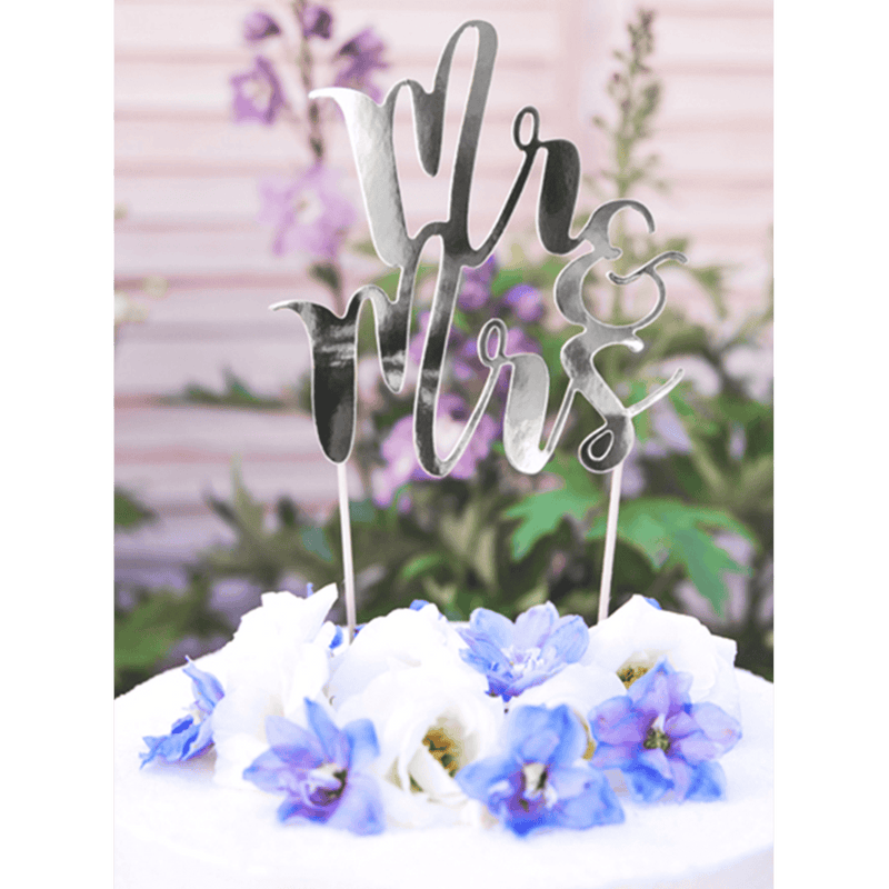 Cake Topper - Mr & Mrs - Silber