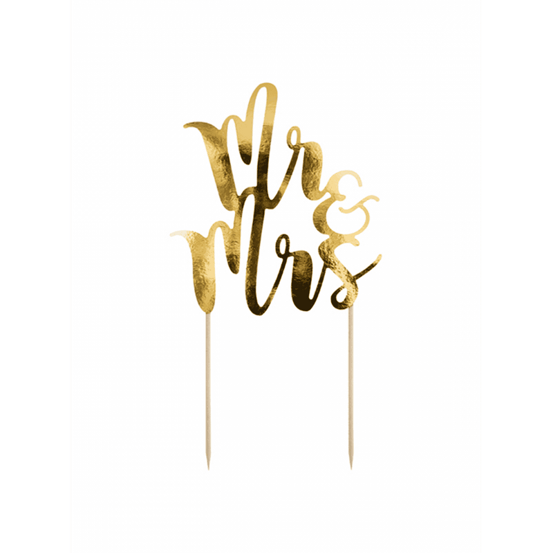 Cake Topper - Mr & Mrs - Gold