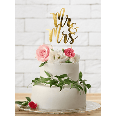 Cake Topper - Mr & Mrs - Gold