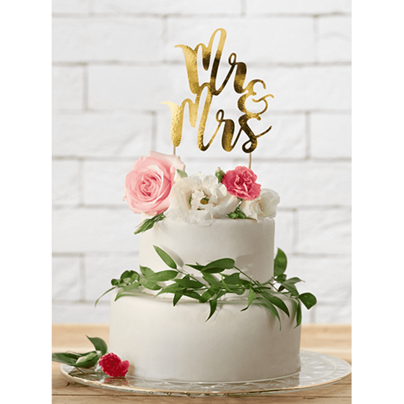Cake Topper - Mr & Mrs - Gold