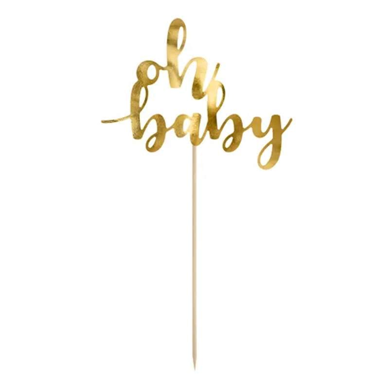 Cake Topper "Oh baby" - Gold
