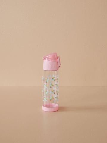 Plastic Drinking Bottle - Soft Pink - Roller Skate Print