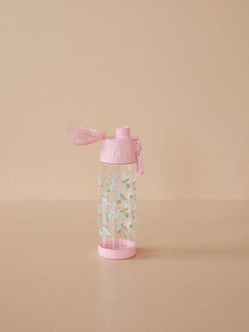Plastic Drinking Bottle - Soft Pink - Roller Skate Print